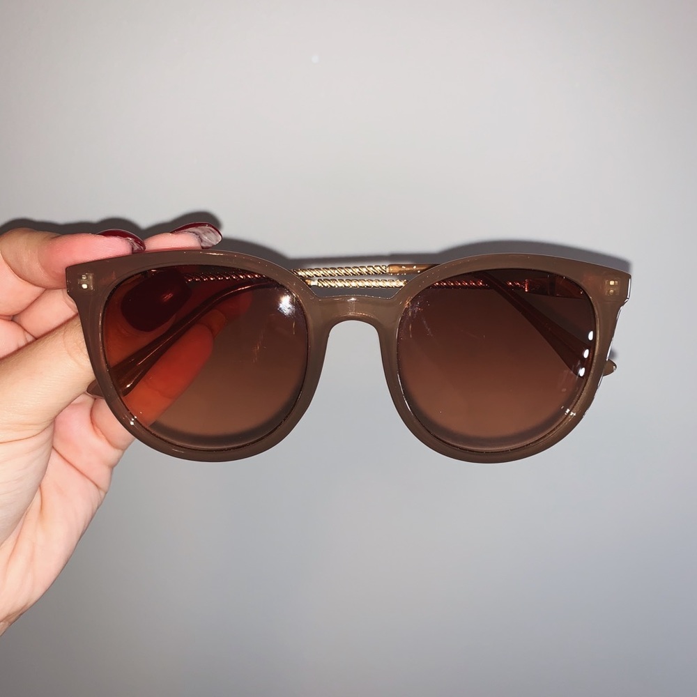 Light brown semi cat eye sunglasses